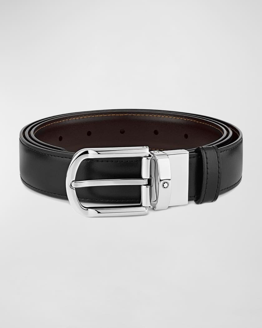 Montblanc Men's Horseshoe Buckle Leather Belt