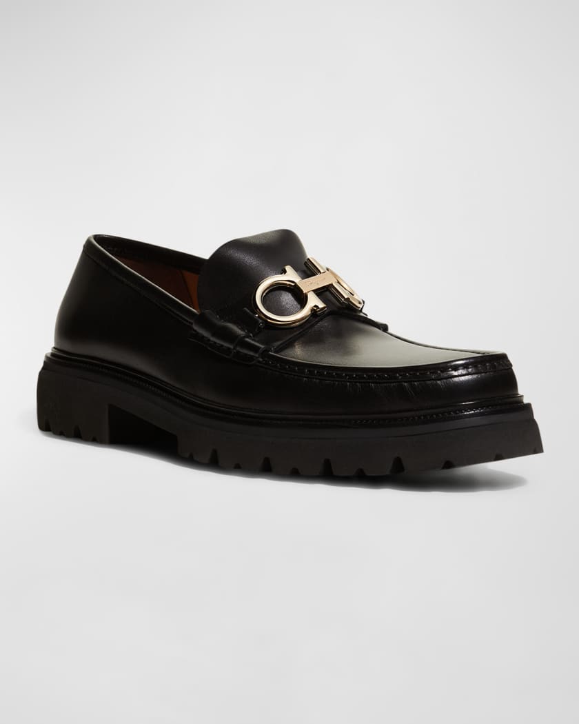 Ferragamo Men s Bleecker Leather Lug Sole Loafers with Reversible