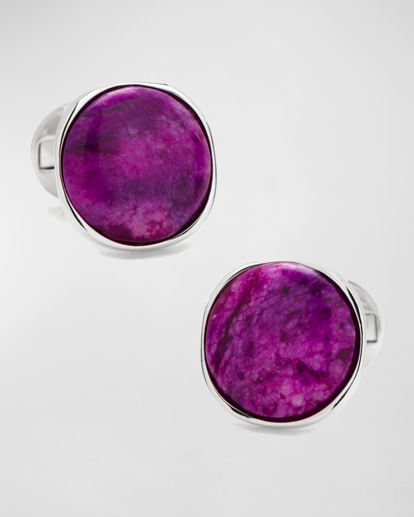 Cufflinks with Inlaid Mosaic Pink Mother of Pearl