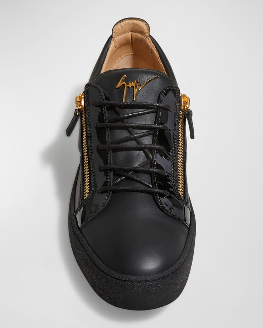 Giuseppe Zanotti Men's London Double-Zip Leather Low-Top Sneakers
