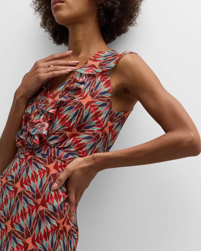 Saloni Rita Tiered Ruffle Cocktail Dress Neiman Marcus
