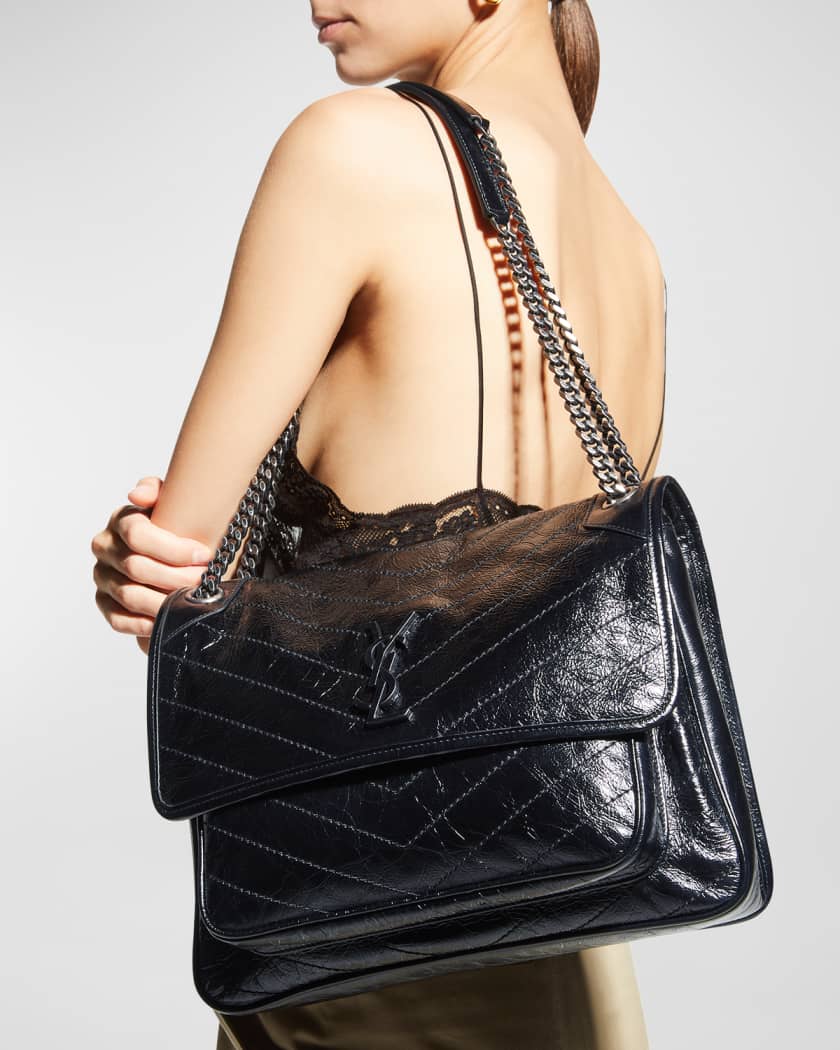 Niki Large Leather Shoulder Bag in Black - Saint Laurent