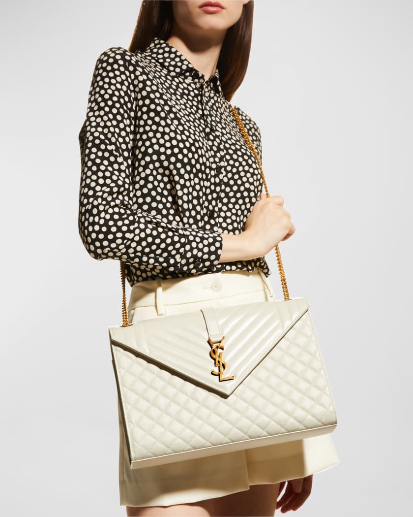 Envelope Triquilt Large YSL Shoulder Bag in Grained Leather