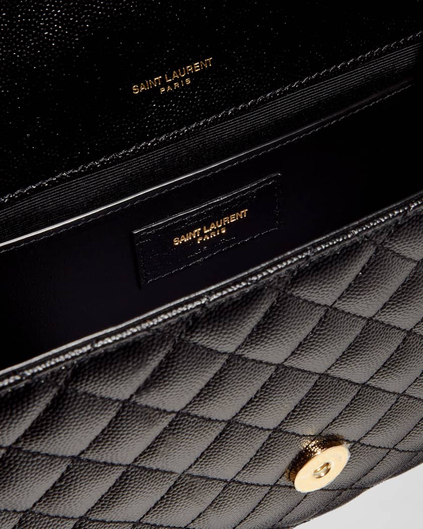 Saint Laurent - Envelope Medium Quilted Textured-leather Shoulder Bag - Black