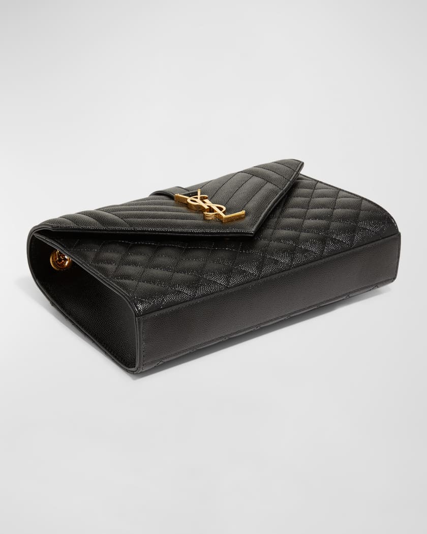 Saint Laurent Classic Monogram Quilted-Leather Shoulder Bag in Black