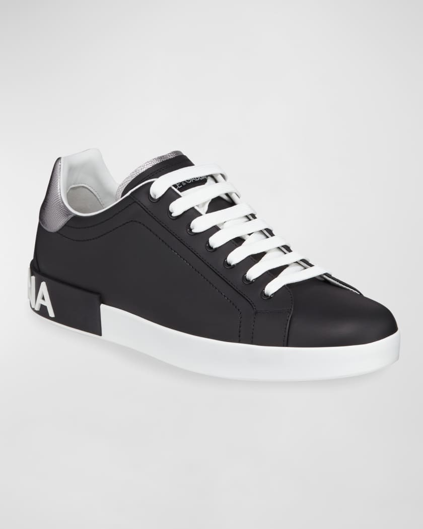 Men's Portofino Logo Leather Low-Top Sneakers