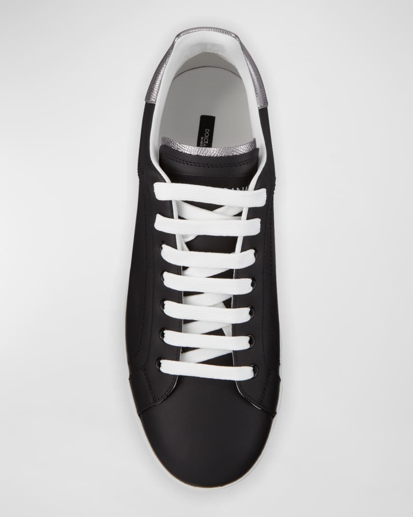 Men's Portofino Logo Leather Low-Top Sneakers