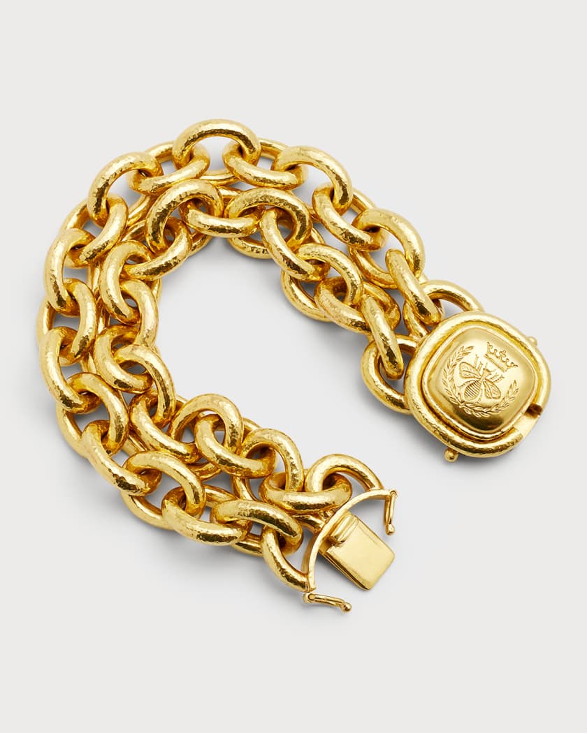 19k Gold Queen Bee Heavy 2 Strand Bracelet
