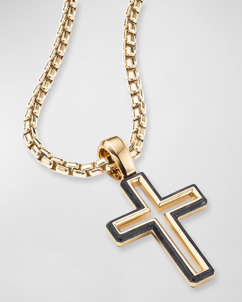 David Yurman Men s Forged Carbon Cross Pendant in 18K Gold 24mm