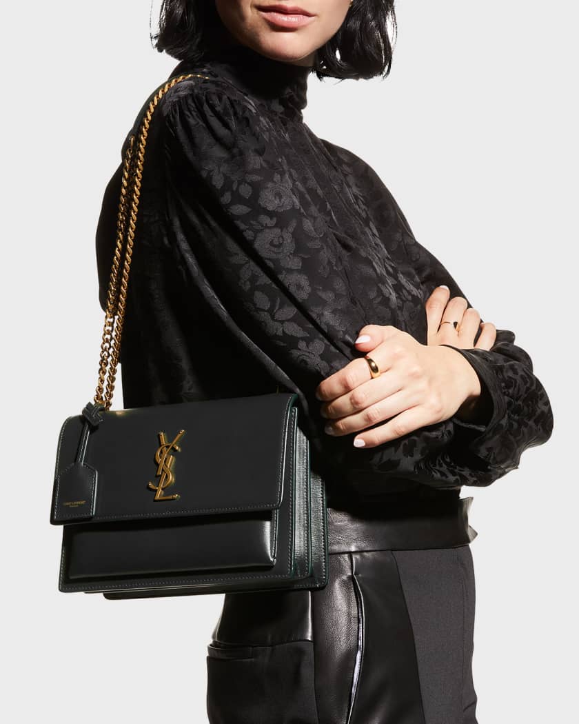 Saint Laurent Sunset Medium Monogram Ysl Crossbody Bag Noir