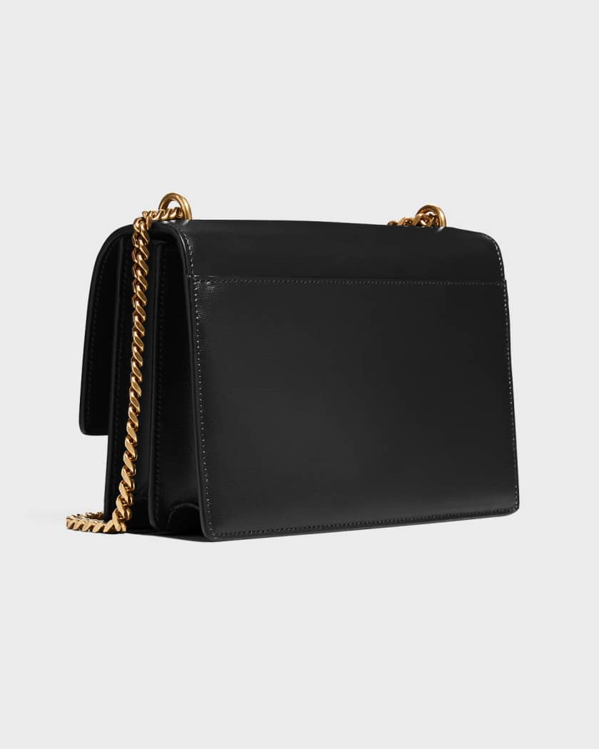 Saint Laurent Sunset Top Handle Chain Wallet Bag in Nero & Nero, Black.  Size all.