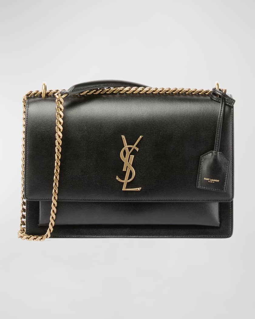 Saint Laurent Medium Sunset Monogram Leather Shoulder Bag - Black