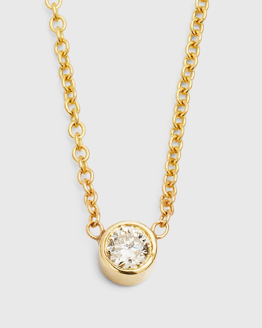 14K Yellow Gold Small Bezel Diamond Necklace