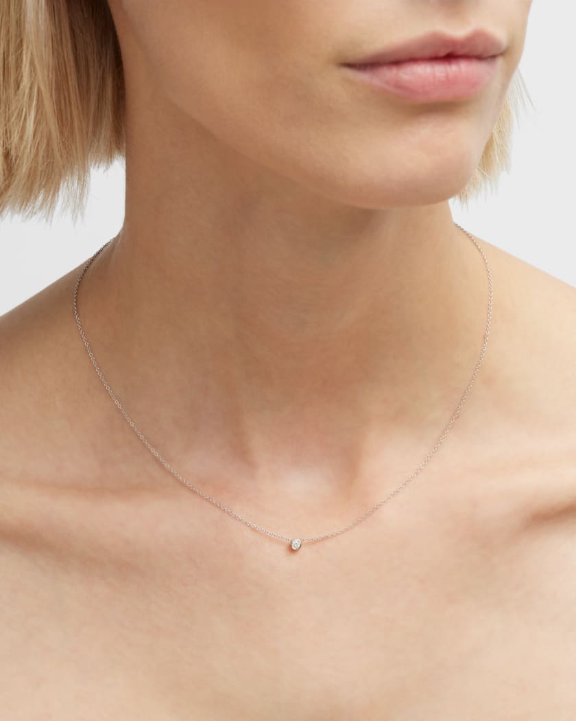 Small Bezel Diamond Necklace - Zoe Lev Jewelry