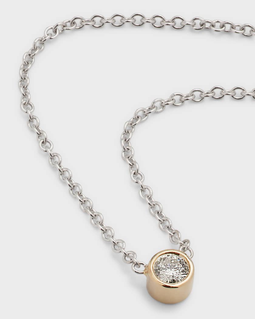 Small Bezel Diamond Necklace 14K Yellow Gold / 20 +$35