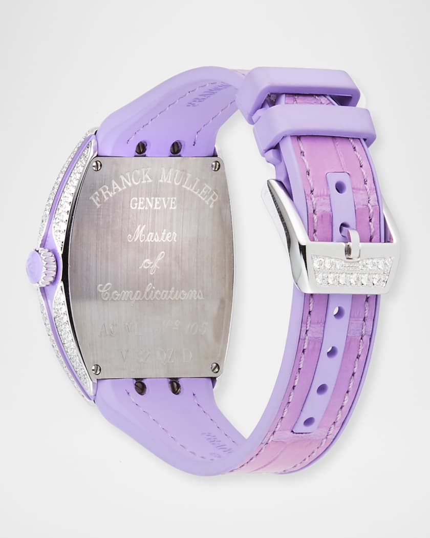 Lady Vanguard Watch with Diamonds & Alligator Strap, Purple