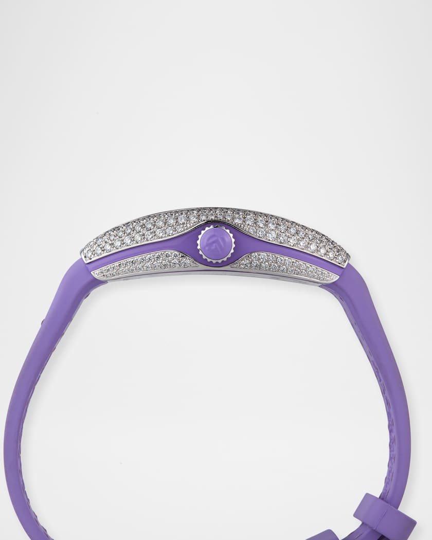 Lady Vanguard Watch with Diamonds & Alligator Strap, Purple