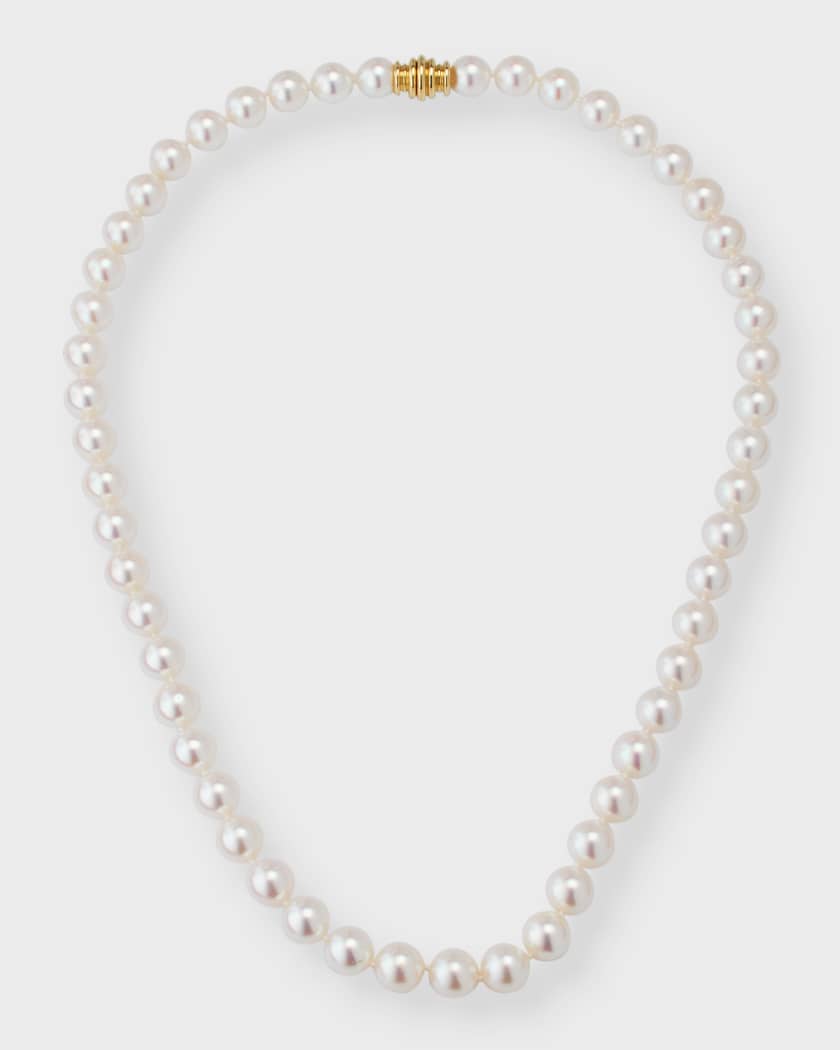 Assael Akoya Pearl Necklace with 18K Yellow Gold Clasp Neiman Marcus