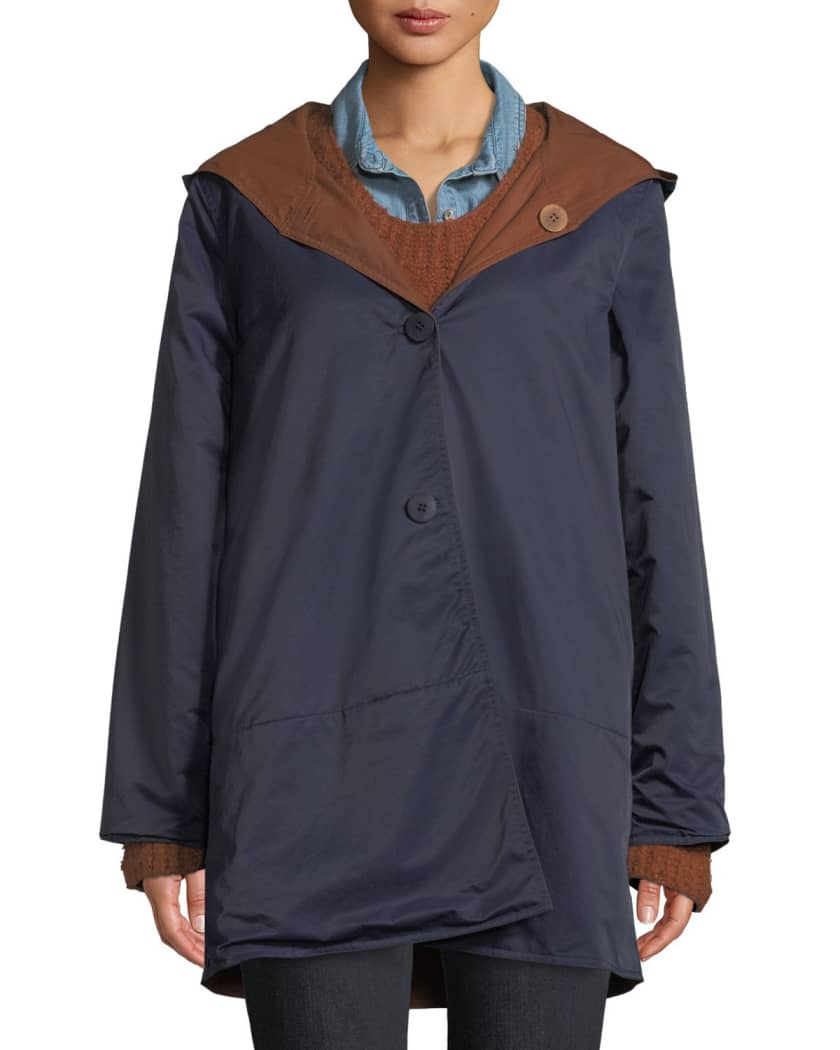 Eileen fisher reversible hooded raincoat store