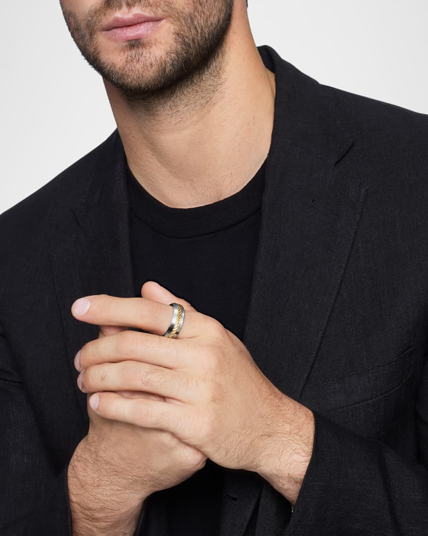 David Yurman Men s Cable Ring with 18K Gold in Silver 8mm