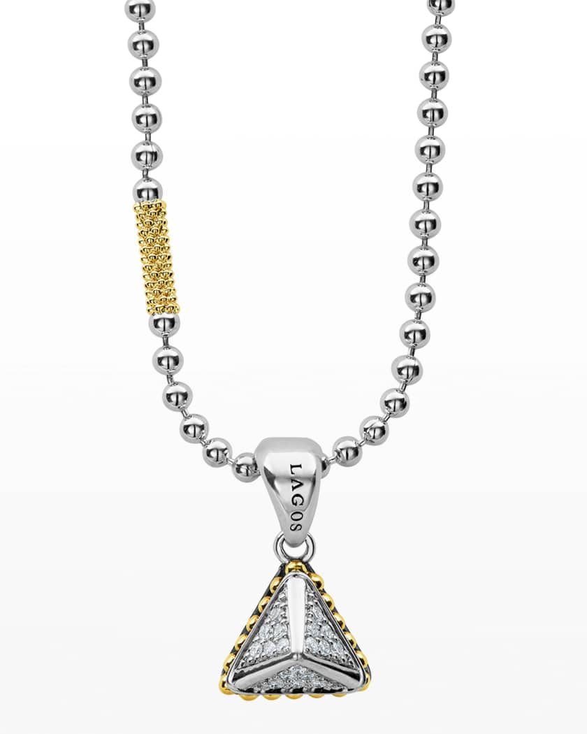 LAGOS KSL Lux Diamond Silver & 18k Gold Pyramid Pendant Necklace