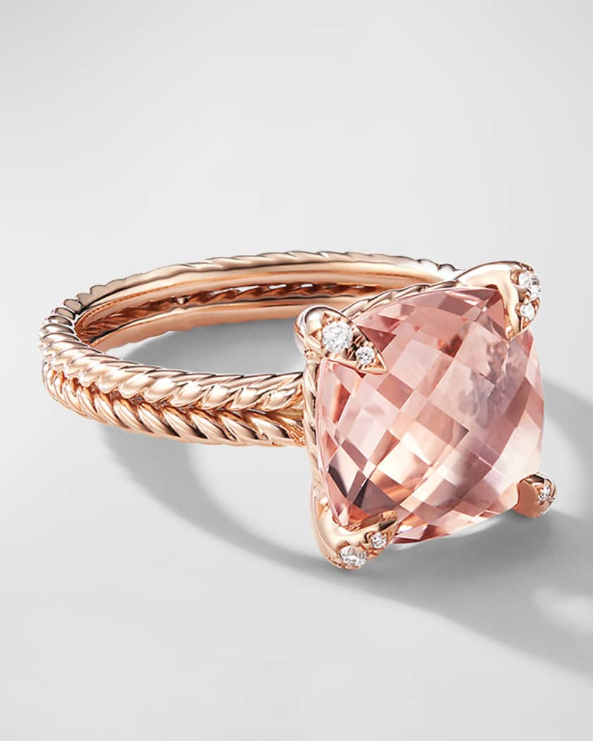 David Yurman Chatelaine 11mm Rose Gold Ring with Morganite