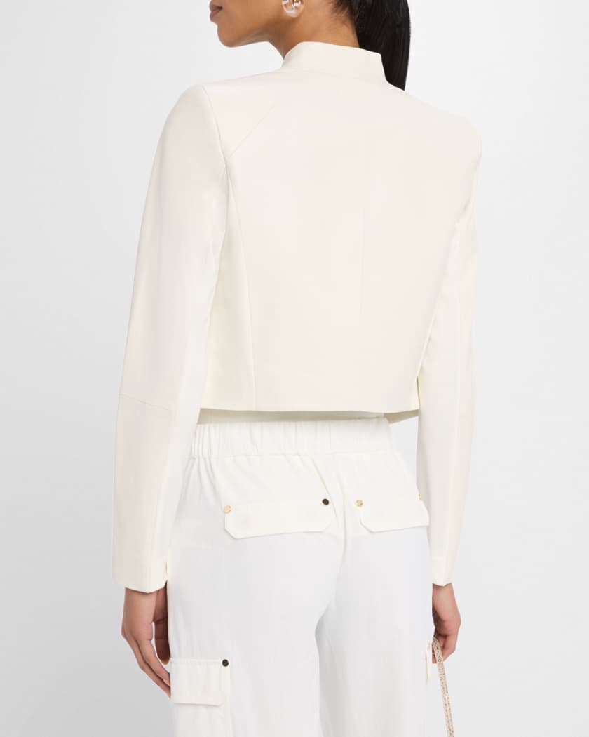 Harvey Draped Open-Front Leather Jacket