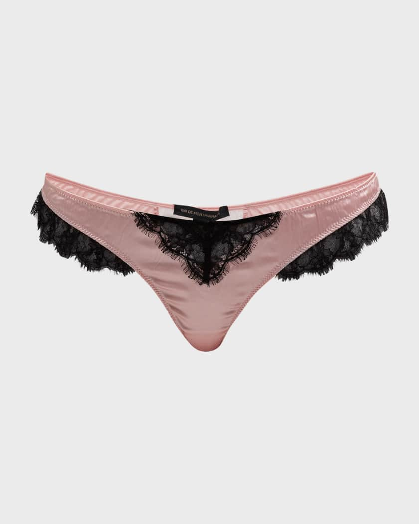 Kiki De Montparnasse Sensuel Lace-Trim Silk Thong