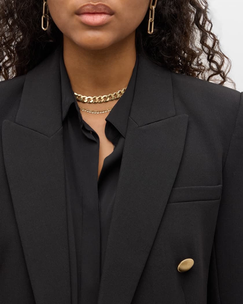 Womens double breasted black blazer discount