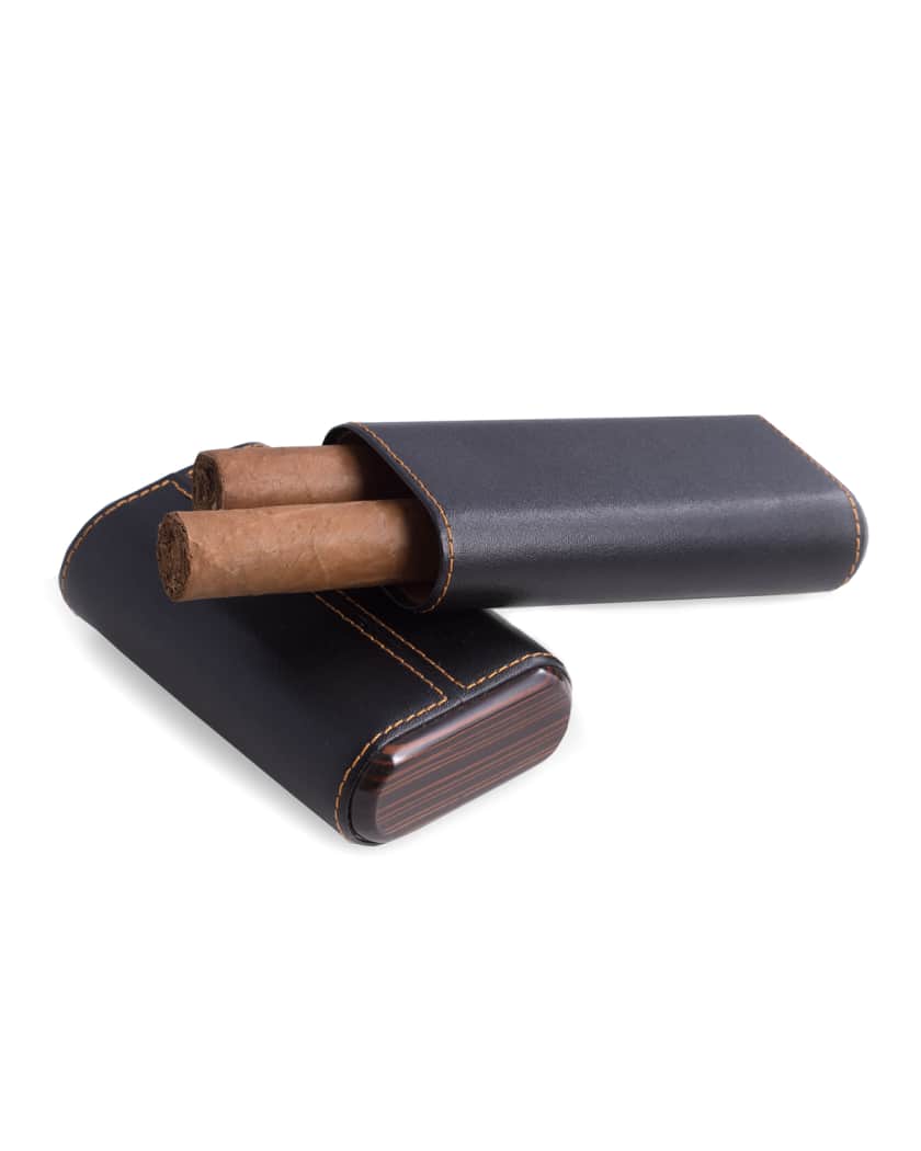 Bey-Berk Leather Cigar CASE; Black