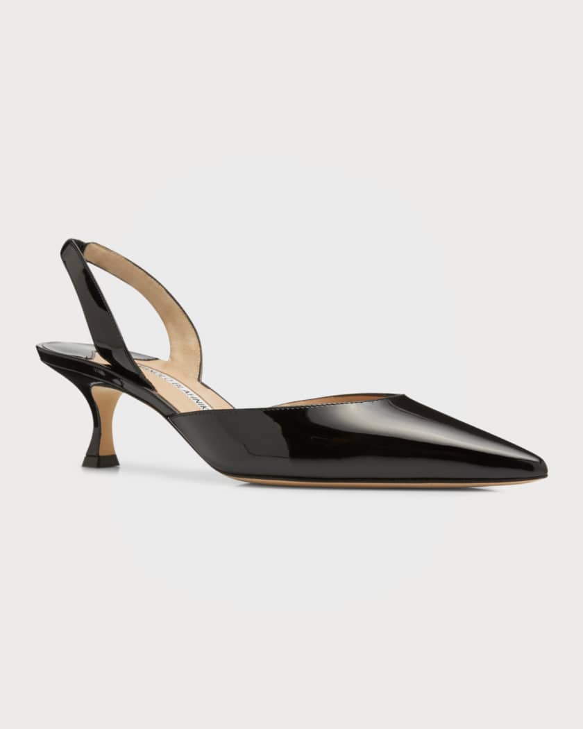 Manolo Blahnik Carolyne Low Heel Patent Halter Pumps Neiman Marcus
