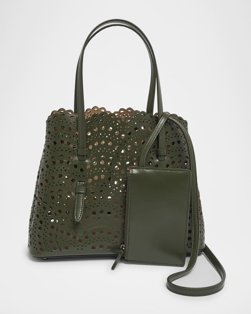 ALAIA Mina 25 Tote Bag in Vienne Wave Perforated Leather