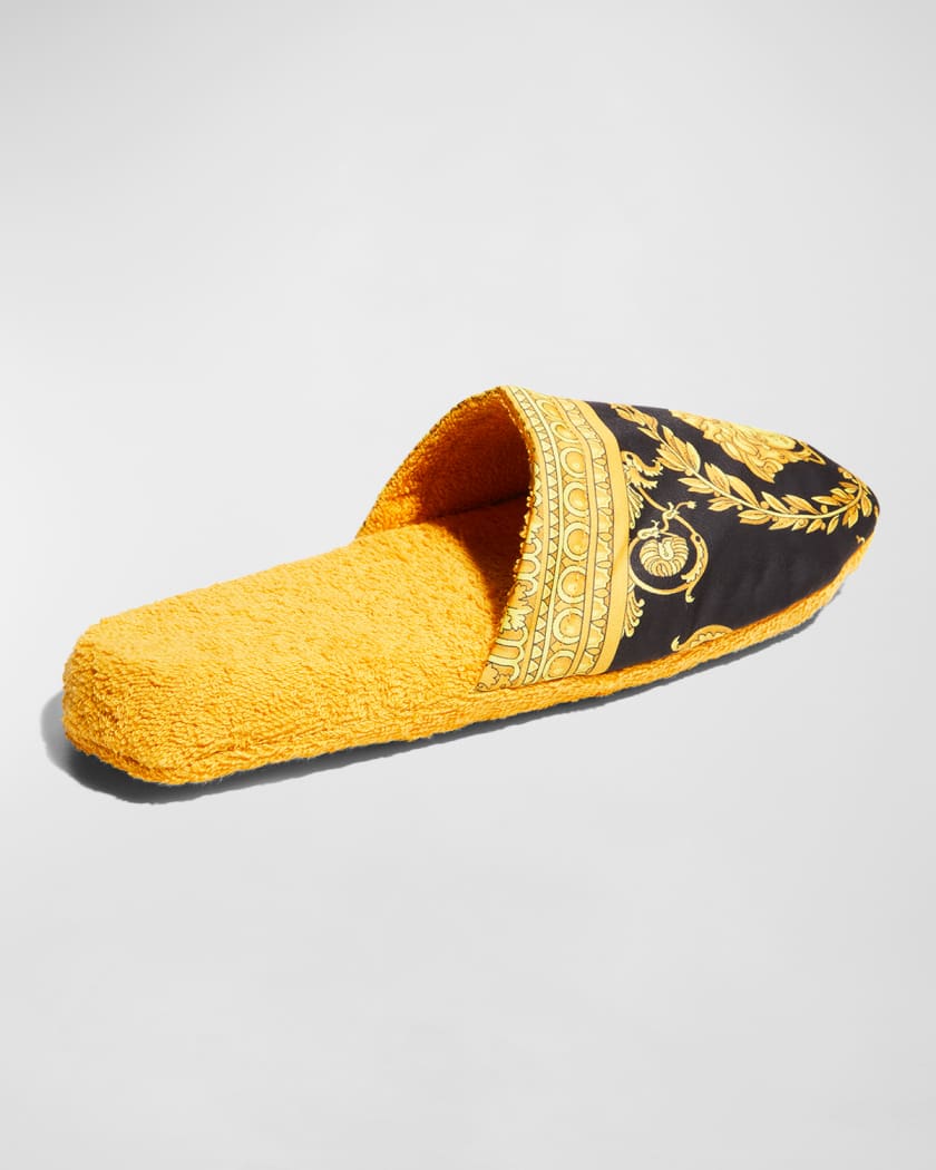 Versace Men's Barocco-Print Mule Slippers Neiman Marcus