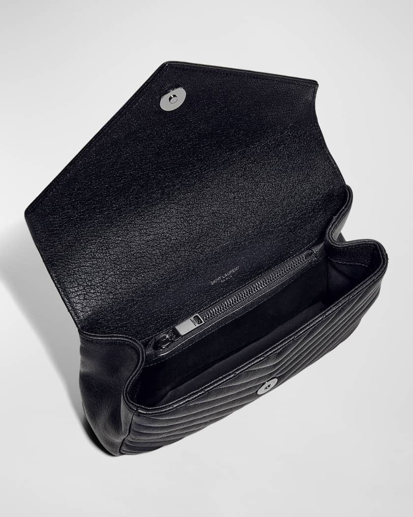 Saint Laurent College Medium Monogram Ysl V-Flap Crossbody Bag - Black Hardware