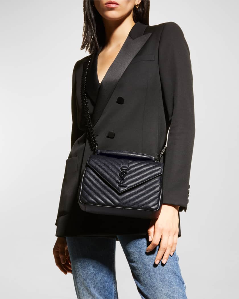 Saint Laurent College Medium Flap YSL Shoulder Bag in Quilted