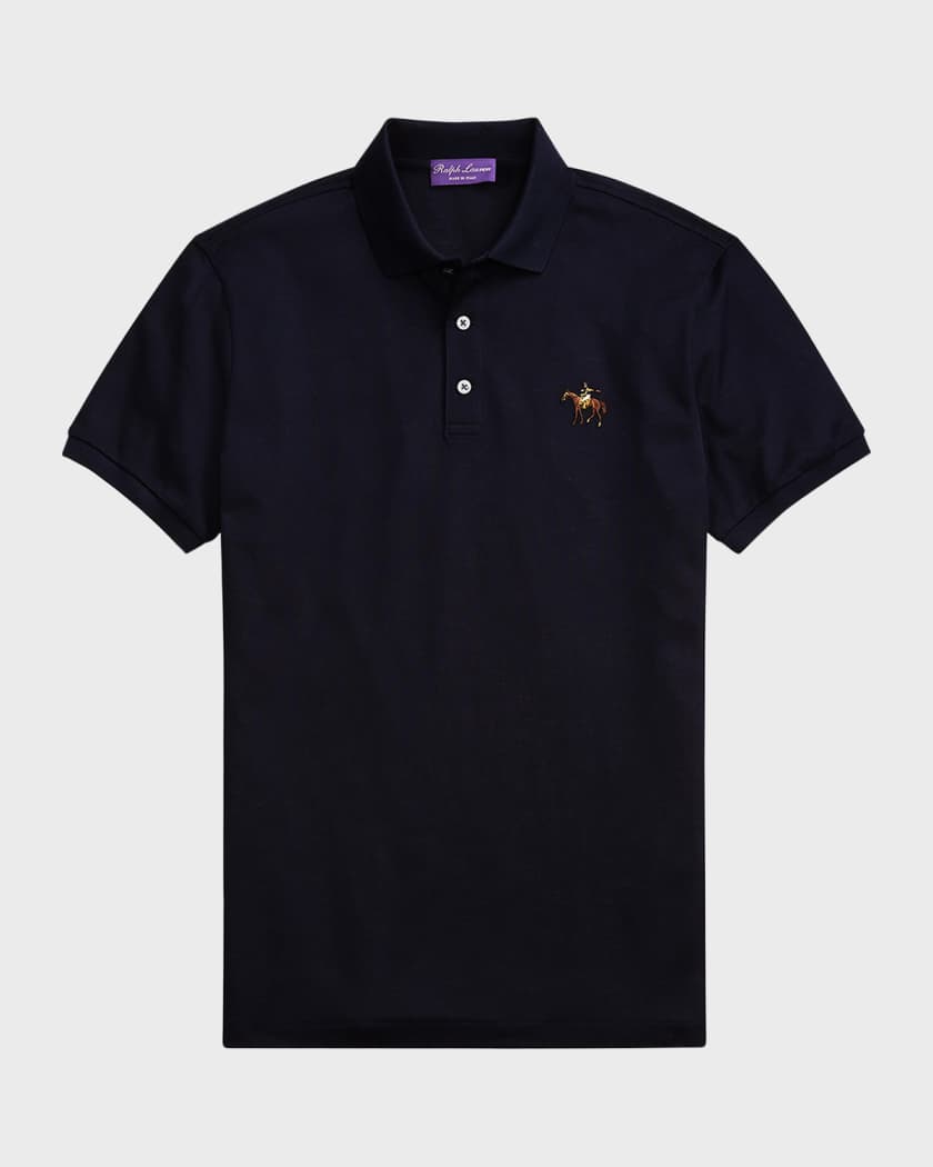 Navy Blue And Red Slim-Fit Pique Polo Shirt RALPH LAUREN, 53% OFF