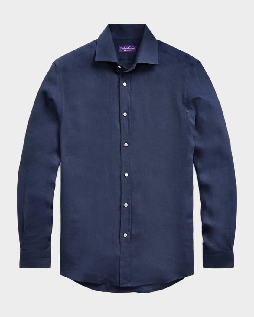 Ralph lauren navy linen shirt deals