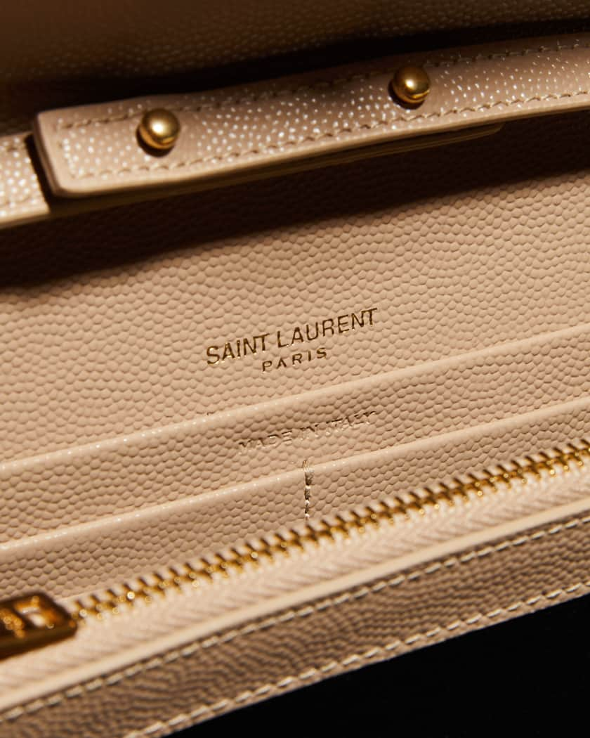 Saint Laurent Monogram YSL Large Grain de Poudre Leather Wallet on Chain