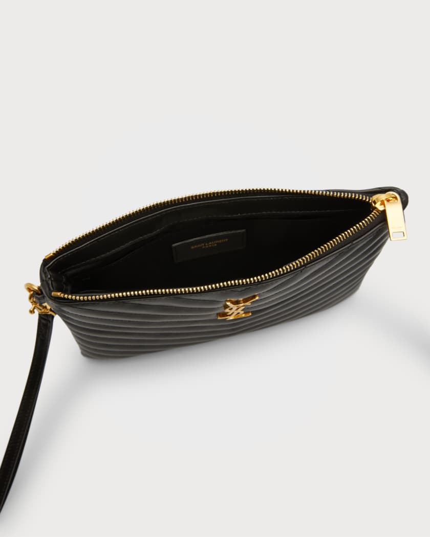 CASSANDRE MATELASSÉ zipped pouch in grain de poudre embossed leather, Saint  Laurent