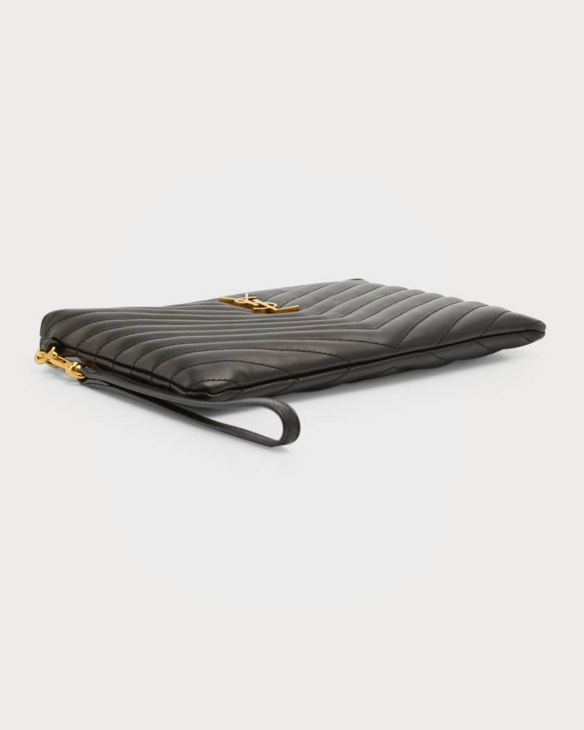 Saint Laurent YSL Monogram Small Pouch in Smooth Leather Neiman