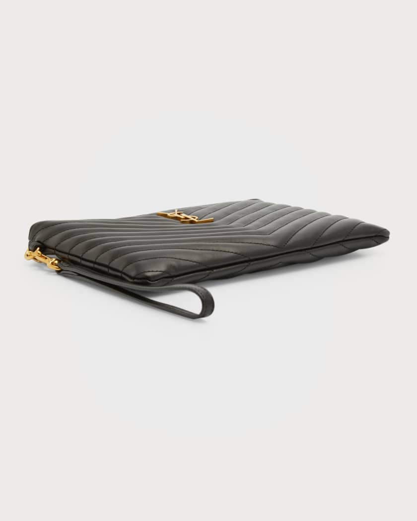 Saint Laurent Women's Monogram Leather Pouch - Black