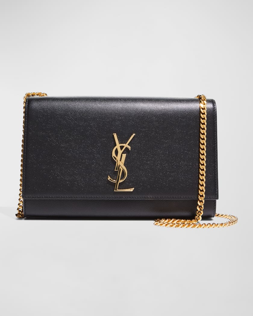 YSL SAINT LAURENT Kate Medium Grain de Poudre Shoulder Bag Black