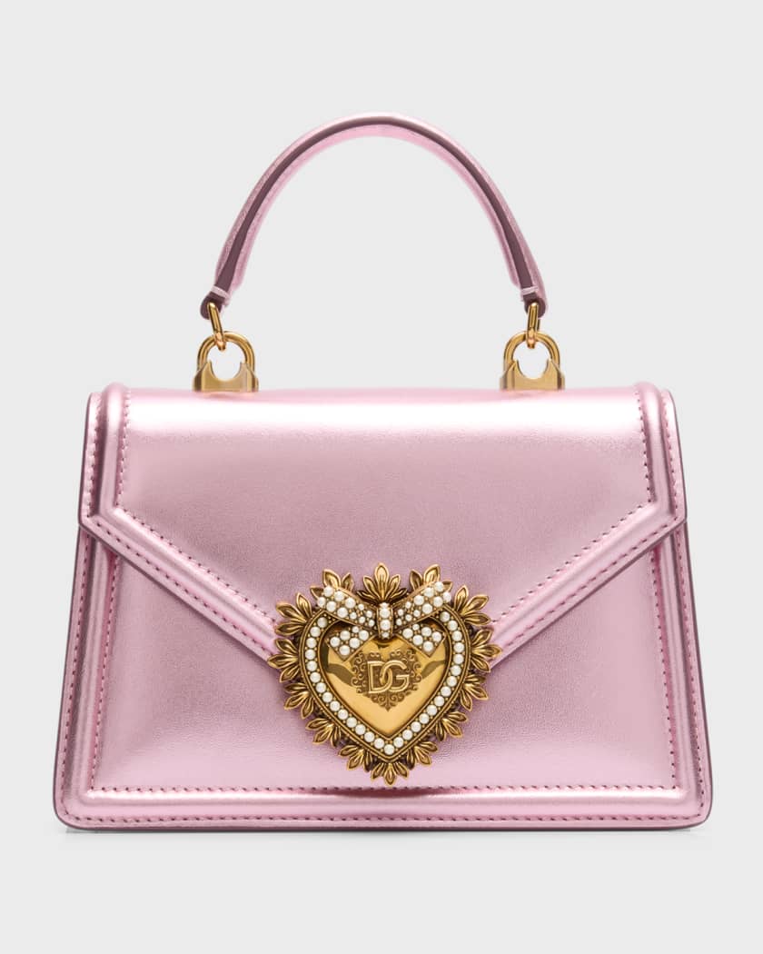 Dolce&Gabbana Devotion Mini Metallic Leather Top-Handle Bag