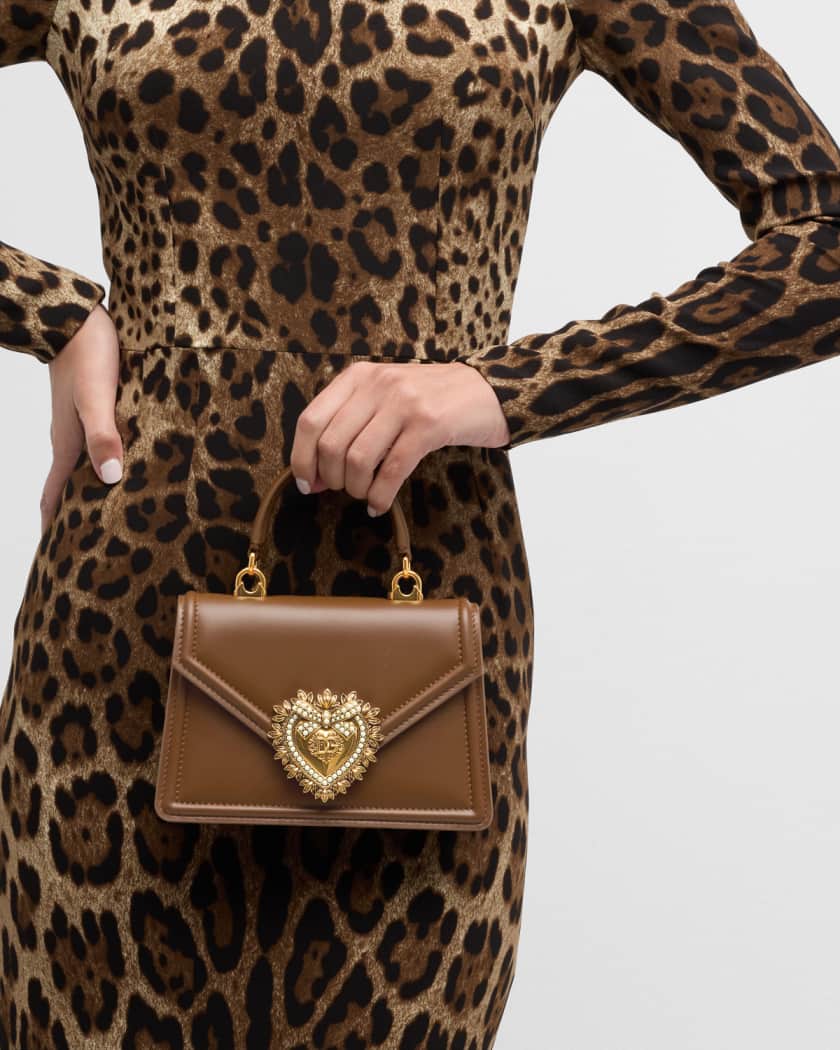 Dolce Gabbana Smooth Calfskin Small Devotion Envelope Top Handle Bag Cipria