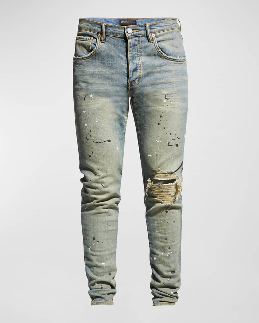 PURPLE Men's Dropped-Fit Distressed Jeans