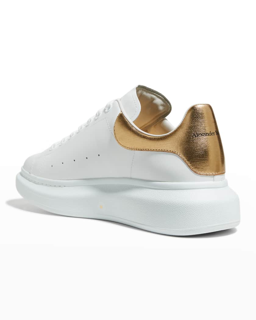 Alexander McQueen Metallic Leather Sneakers ($575) ❤ liked on Polyvore  featuring shoes, sneak…