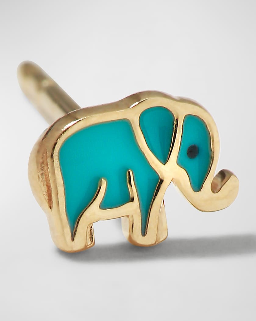 Sydney Evan 14k Mini Elephant Enamel Stud Earring | Neiman Marcus