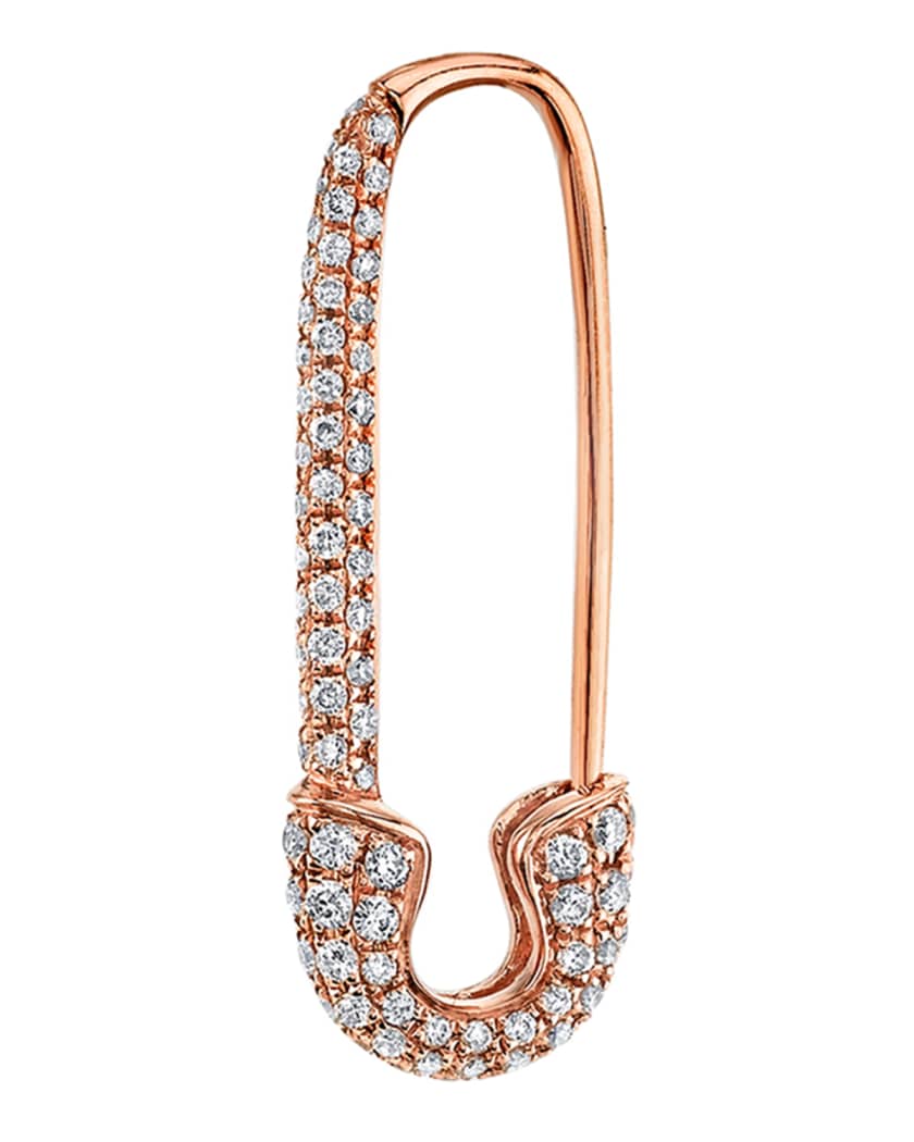 Anita Ko Safety Pin 18kt Rose Gold Earring - Pink
