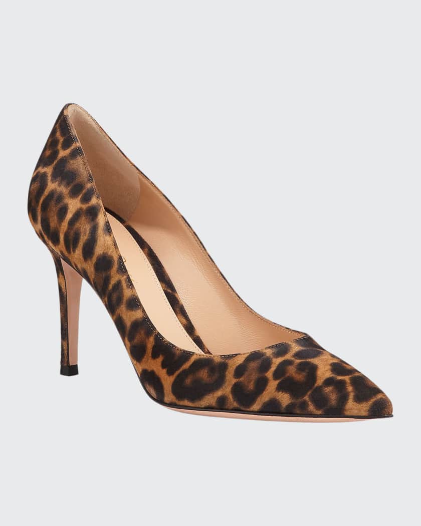 Gianvito Rossi 85mm Gianvito Leopard Suede Pointed-Toe Pumps