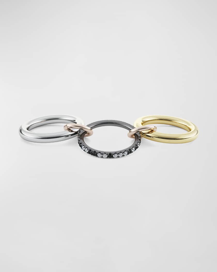 Libra 18k Gold & Silver 3-Link Ring w/ Micropave Diamonds